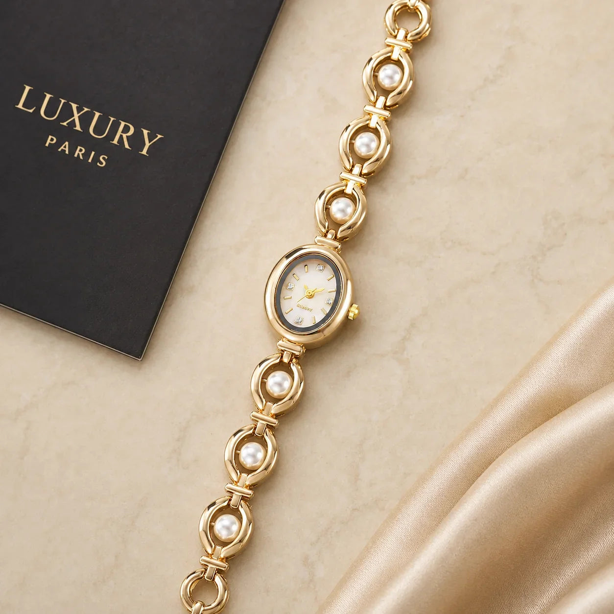 Perle Élégance Luxury Paris, fond marbre