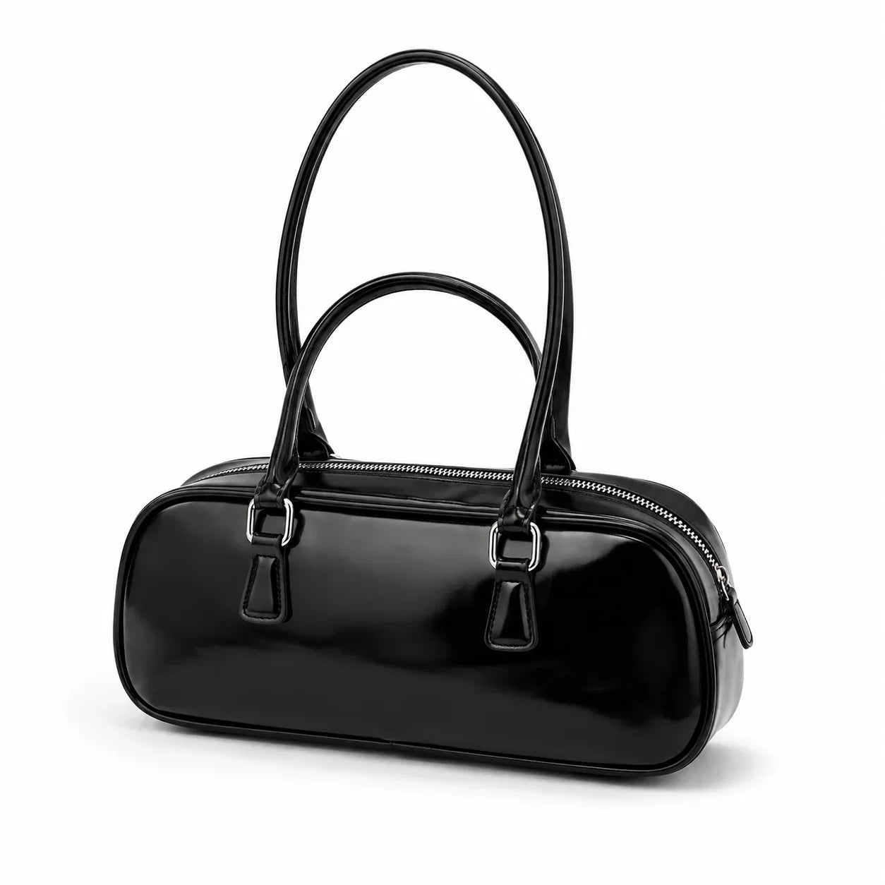 Sac Uni Simili-Cuir Luxury Paris, finition lisse noir et marron