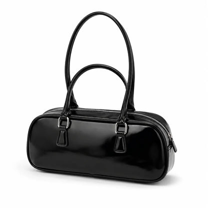Sac Uni Simili-Cuir Luxury Paris, finition lisse noir et marron